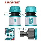 Set conectori rapizi pentru furtun 1/2 Total, 3 piese cu water stop