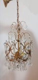 Candelabru antic in stil francez din bronz și elemente din cristal
