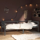 Cumpara ieftin Cadru de pat, gri &icirc;nchis, 90x200 cm, lemn masiv de pin