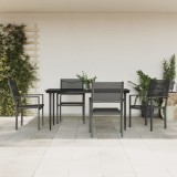 VidaXL Set mobilier de grădină, 5 piese, negru, oțel și textilenă