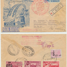 ROMANIA 1948 FDC UTM cu timbru aviatie randunica, circulat recomandat catre SUA