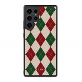 Husa Samsung Galaxy S23 Ultra - Skino Argyle Santa, textura romburi, negru bej