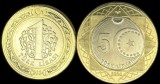TURCIA : Lot 1 + 5 LIRA / LIRE 2024 , Bimetal , KM NEW , a UNC / UNC