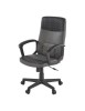 Scaun birou HM Bjorn, piele ecologica, mecanism balans, suport lombar, cotiere tapitate, 90 kg, gri/negru