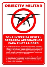 Indicator pentru obiectiv militar zona interzisa pentru operarea aeronavelor fara pilot la bord foto