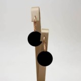 Cumpara ieftin Cercei Argint 925 cu Agat Negru Satinat Timeless, Discuri 20mm, Placati Aur Roz, Inchizatoare Sigura, 3.5cm, Bijuterii Handmade Italia