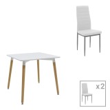 Cumpara ieftin Set dining Natali-Parker, Pako World, 3 piese, MDF, Alb-natural, 80x80x76 cm