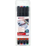 Marker permanent Edding 140 S, set 4 bucati, corp din plastic, varf rotund, 0. 3 mm, culori asortate
