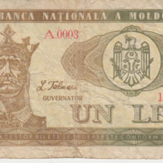 M1 - Bancnota foarte veche - Moldova - 1 leu - 1992