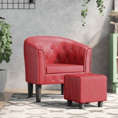 Gossi fotoliu tip cuva cu taburet, rosu vin, piele ecologica