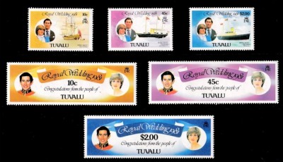 Tuvalu 1981, nunta regala, printul Charles si printesa Diana, MNH foto