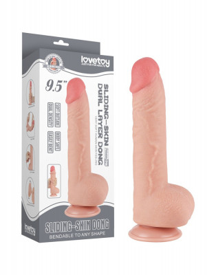 Dildo Realist Sliding-Skin, Ventuza Detasabila, Natural, 24 cm foto