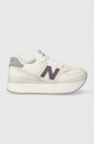 Cumpara ieftin New Balance sneakers din piele WL574ZFG culoarea alb