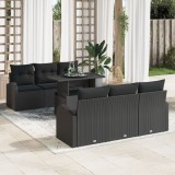 Gossi set de canapele de gradina cu 7 piese cu perne negre din ratan sintetic