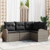 VidaXL Set de canapele pentru grădină cu pernă 4 pcs Gri Rattan poli 3346019