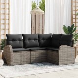 VidaXL Set de canapele pentru grădină cu pernă 4 pcs Gri Rattan poli