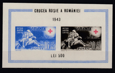 ROMANIA1943 LP 152 CRUCEA ROSIE COLITA NEDANTELATA FILIGRAN CC RASTURNAT MNH foto