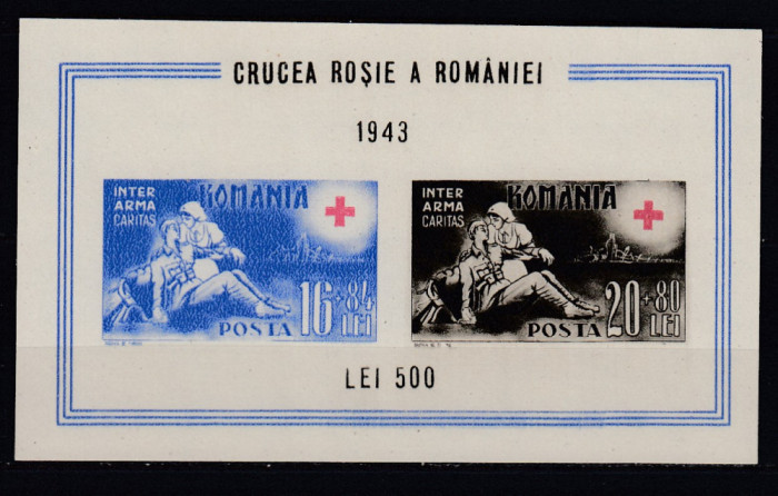 ROMANIA1943 LP 152 CRUCEA ROSIE COLITA NEDANTELATA FILIGRAN CC RASTURNAT MNH