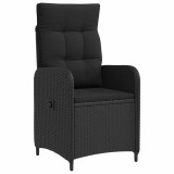 vidaXL Scaun de grădină rabatabil Negru 57 x 63 x 94 cm poliratan 42027150