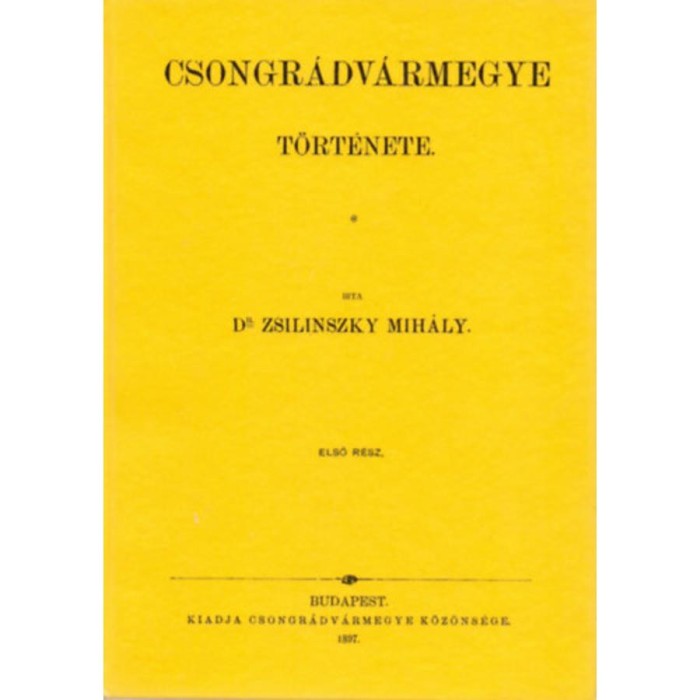 Csongr&aacute;d v&aacute;rmegye t&ouml;rt&eacute;nete I. - Zsilinszky Mih&aacute;ly
