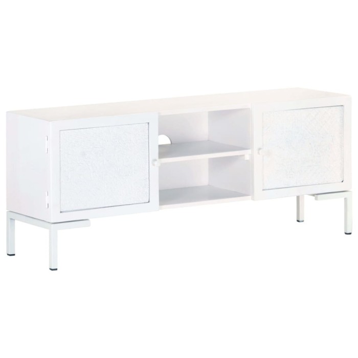vidaXL Comodă TV, alb, 115x30x46 cm, lemn masiv de mango 323580
