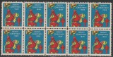 1929 SUA - Bloc de10 vignete de Craciun + Campanie Anti Tuberculoza, TBC, Medical, Nestampilat