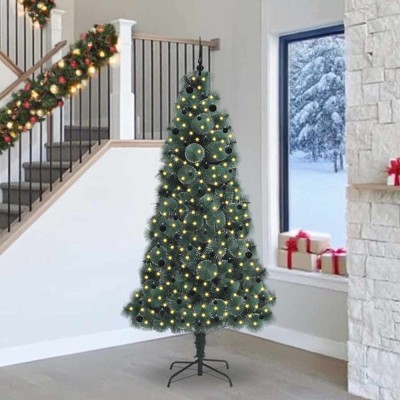 Pom artificial de Crăciun pre-iluminat cu set de mingi 240 cm foto