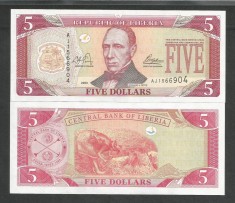 LIBERIA 5 DOLARI / DOLLARS 2003 UNC [1] P- 26a , necirculata foto