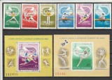 ROMANIA 1980 LP 1011 LP 1012 LP 1013 OLIMPIADA DE VARA MOSCOVA SERIE + COLITA DANTELATA + COLITA NEDANTELATA MNH