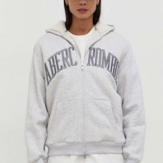 Abercrombie & Fitch bluza barbati, culoarea gri, cu glugă, melanj