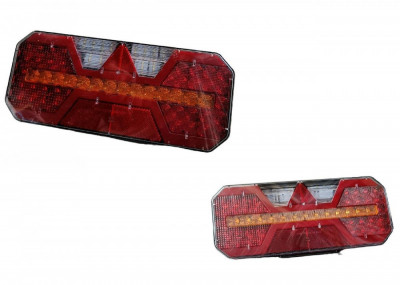 Set lampi spate camion remorca tractor LED 22x14x3.5 cu semnalizare dinamica 12V 24V foto