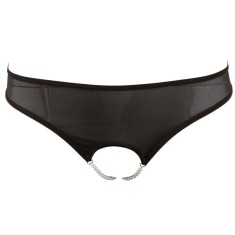 Chilot Tanga cu decupaj si perle, negru - S