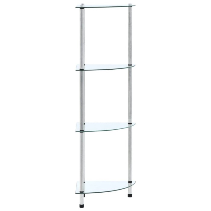 Gossi raft cu 4 niveluri transparent, 30x30x100 cm, sticla securizata