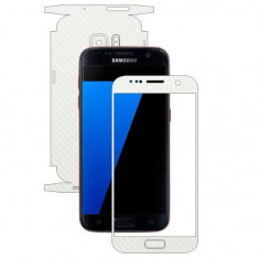 Set Folii Skin Acoperire 360 Compatibile cu Samsung Galaxy S7 - ApcGsm Wraps Carbon White foto