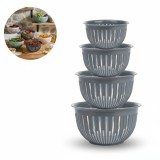 Set 4 boluri din plastic durabil Koken pentru salate, fructe si mancare gatita,0.45 /1.6 /3.6 /5.6 L, fara BPA - Gray