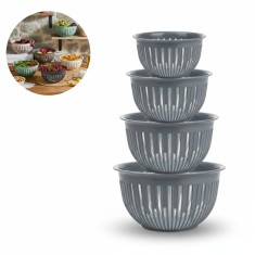 Set 4 boluri din plastic durabil Koken pentru salate, fructe si mancare gatita,0.45 /1.6 /3.6 /5.6 L, fara BPA - White
