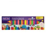 Plastilină Neon Set 24 Bucăți, Multicolor, Capacitate 500g, Oem