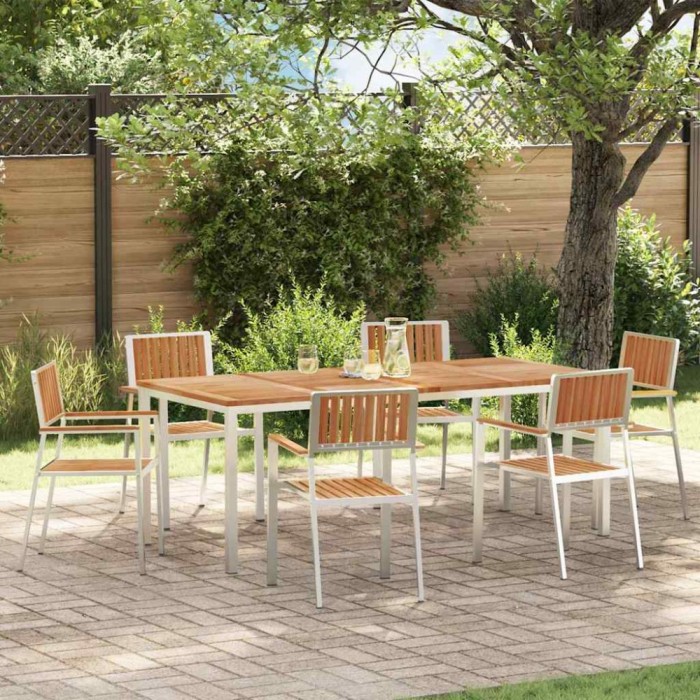 vidaXL Set de masă pentru grădină 7 pcs Maro Lemn masiv de tec 3334803