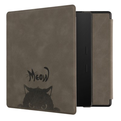 Husa Kwmobile pentru Amazon Kindle Oasis 10, Gri/Negru, Piele ecologica, KWM000014ND014C foto