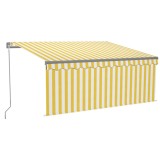 Cumpara ieftin Copertina retractabila manual cu stor&amp;LED, galben &amp; alb 3x2,5 m