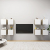 VidaXL Dulapuri TV cu montaj pe perete, 8 buc., alb și stejar Sonoma, 30,5x30x30 cm
