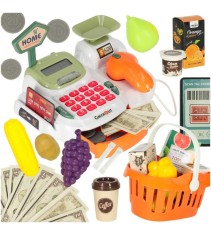 Set jucarie casa de marcat electronic cu 36 accesorii si scanner pentru copii