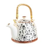 Ceainic Ceramic Negru, cu maner din bambus, 800 ml, Teapot