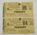 2 bilete Teatru Opera Anul 1889 la Olandezul Zburător Imperiul Austro-ungar