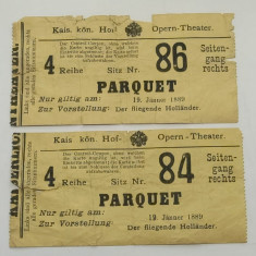 2 bilete Teatru Opera Anul 1889 la Olandezul Zburător Imperiul Austro-ungar