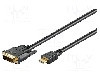 Cablu DVI - HDMI, DVI-D (18+1) mufa, HDMI mufa, 1.5m, negru, Goobay - 51881 foto