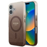 Husa iPhone 16 Plus originala Guess IML Glitter Gradient MagSafe, maro, GUHMP16MHGRCELW