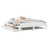 Cumpara ieftin Cadru de pat fara saltea, alb, 200x200 cm, lemn masiv pin