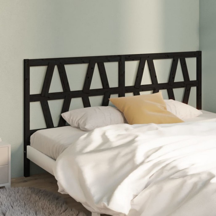 vidaXL Tăblie de pat, negru, 206x4x100 cm, lemn masiv de pin 818644