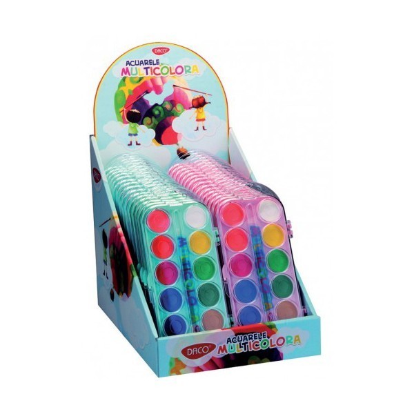 Set 12 acuarele multicolore Daco